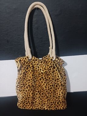 Women Fur Fashion Leopard Animal Print Shoulder Bag